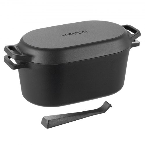 VEVOR Enameled Cast Iron Dutch Oven, 3.5 Quart Pot with Lid and Dual Handles, Heavy-Duty Durable Cookware Pan, Oven Induction Compatible up to 500℉, f
