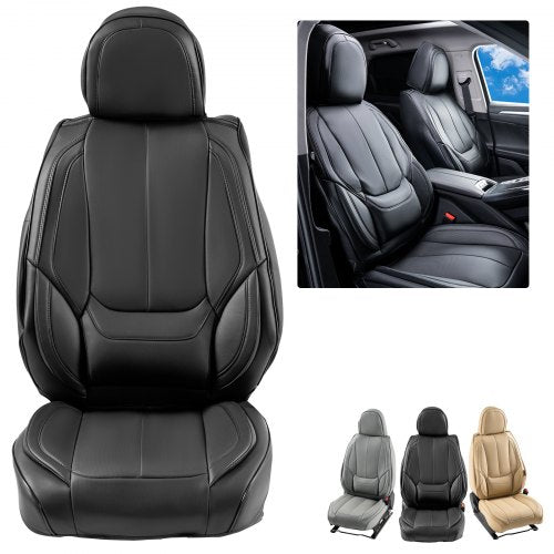 VEVOR Seat Covers, Universal Car Seat Covers Front Seats, 6pcs Faux Leather Seat Cover, Full Enclosed Design, Detachable Headrest and Airbag Compatibl