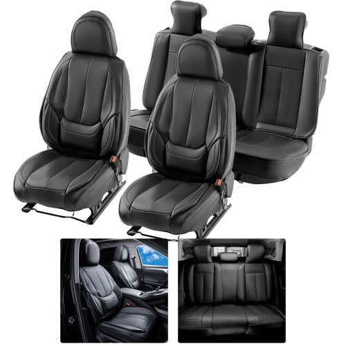 VEVOR Seat Covers, Universal Car Seat Covers Full Set Seats, Front and Rear Seat, 13pcs Faux Leather Seat Cover, Full Enclosed Design, Detachable Head