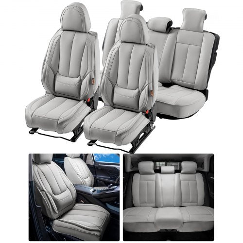 VEVOR Seat Covers, Universal Car Seat Covers Full Set Seats, Front and Rear Seat, 13pcs Faux Leather Seat Cover, Full Enclosed Design, Detachable Head