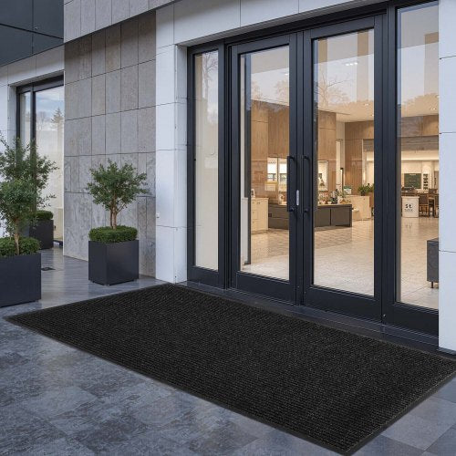 VEVOR Front Door Mat, 8 x 4 ft Commercial Floor Mat for Indoor and Outdoor, Stylish Striped Industrial Carpet with PVC Backing, Heavy Duty Washable En