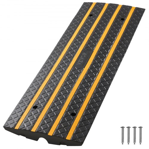 VEVOR Car Driveway Rubber Curb Ramp, 15 Tons Load Capacity, 66 mm Rise Curbside Bridge Ramp with Yellow Reflective Strips, Suitable for Loading Dock,