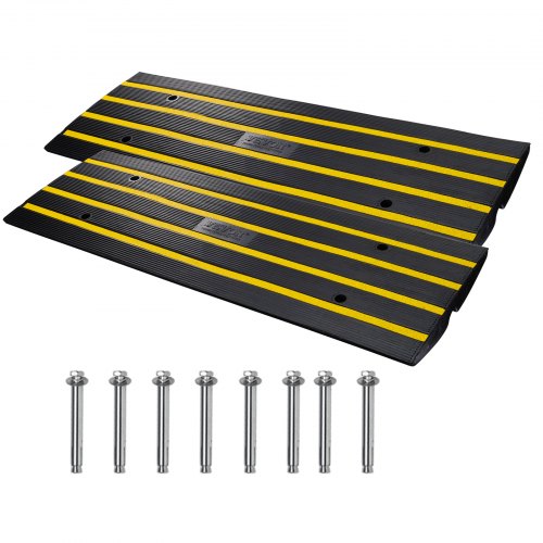 VEVOR Curb Ramp, 2 Pack, 6.5 cm Rise, Rubber Driveway Ramps, Heavy Duty 15 tons Weight Capacity Threshold Ramp, Curbside Bridge Ramps for Loading Dock