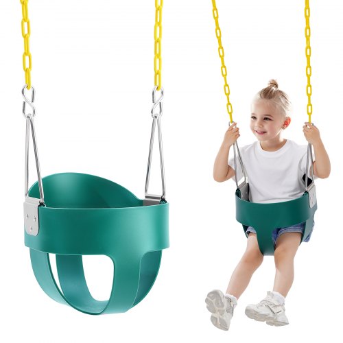 VEVOR Toddler Swing Seat, High Back Full Bucket Baby Swing Seat with Coated Chains and Carabiners, Support 150 lbs Baby Outdoor Swing, Fully Assembled