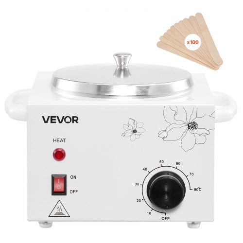 VEVOR Single Wax Warmer, 600ML Professional Wax Warmer for Hair Removal, 32 ℉ to 176℉ Adjustable Electric Waxing Heater Pot with 100PCS Waxing Sticks