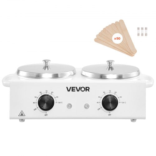 VEVOR Double Wax Warmer, 1200ML Professional Dual Wax Warmer for Hair Removal, 32 ℉ - 212℉ Adjustable Electric Waxing Heater Pot with 50PCS Waxing Sti