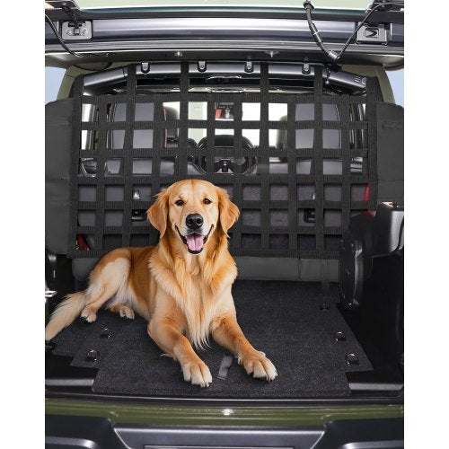 VEVOR Dog Car Barrier, Mesh Cargo Pet Net for Jeep Wrangler JK 2007-2017 JL 20018-2024, Vehicle Pet Barrier Fits Behind Rear Seat Cargo Area, Scratch