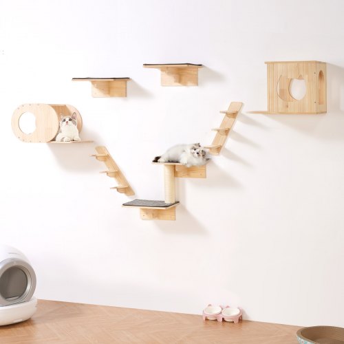 VEVOR Wall Mounted Cat Shelves, Cat Wall Shelves and Perches with Jumping Boards,  Cat Beds, Hammocks & Cat Tree, Cat Furniture and Shelves up to 40 l