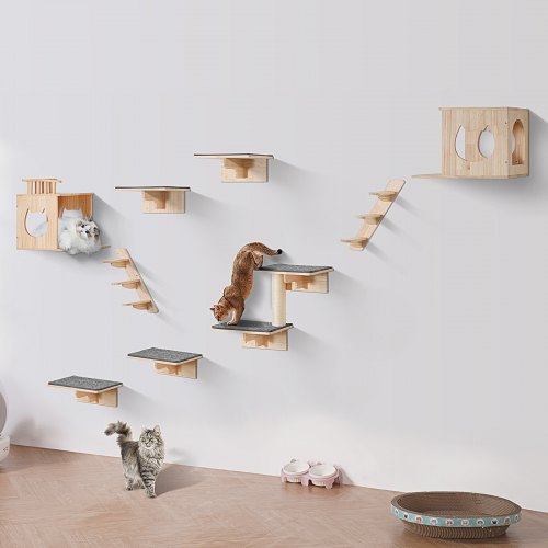 VEVOR Wall Mounted Cat Shelves, Cat Wall Shelves and Perches with Jumping Boards, Cat Beds, Hammocks & Cat Tree, Cat Furniture and Shelves up to 40 lb