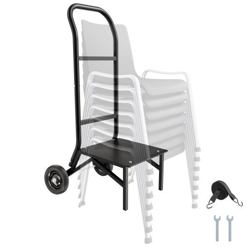 VEVOR Folding Chair Rack, 150 LBS Capacity, Heavy-duty Chair Cart for Stacking 10 Chairs, Multi-Function Metal Chair Storage Dolly with Rubber Wheels,