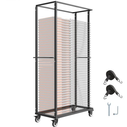 VEVOR Folding Chair Rack, 500 LBS Capacity, Heavy-duty Chair Cart for 60 Chairs, Metal Chair Storage Dolly Chair Holder with Swivel Casters and Lockin