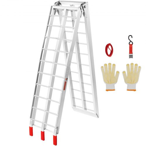 VEVOR Motorcycle Ramps, 340kg Folding Loading Ramps for Pickup Trucks Bed, Trailers Ramp with Load Straps for Motorcycle, Dirt Bike, UTV, Lawn Mower,