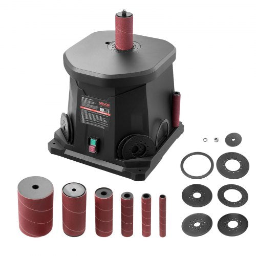 VEVOR Oscillating Spindle Sander, 2000RPM Benchtop Spindle Sander with 6 Sleeves (1-2"-3"), 0.59" Stroke & Dust Connection Port for Furniture Finishin