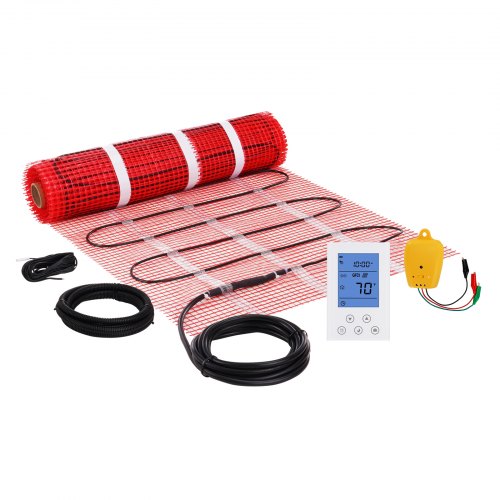 VEVOR Floor Heating Mat, 30 Sq.ft, Electric Radiant In-Floor Heated Warm System with Digital Floor Sensing Thermostat, Includes Installation Monitor,
