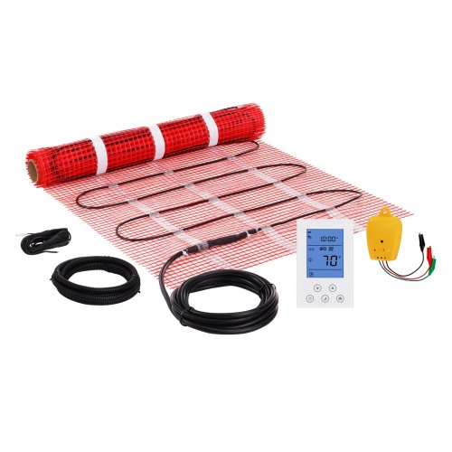 VEVOR Floor Heating Mat, 10 Sq.ft, Electric Radiant In-Floor Heated Warm System with Digital Floor Sensing Thermostat, Includes Installation Monitor,
