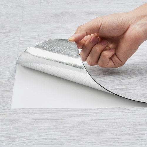 VEVOR Self Adhesive Vinyl Floor Tiles 390 x 23.6 inch, 1.5mm Thick Peel & Stick, Light Gray Wood Grain DIY Flooring for Kitchen, Dining Room, Bedrooms