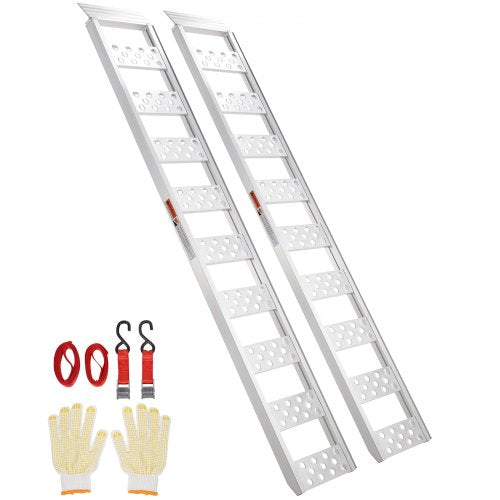 VEVOR Aluminum Ramps, 1250lbs, Straight Ramp with Treads and Load Straps, Portable Loading Ramp for Motorcycles, ATVs, Trucks, Lawn Mower, Dirt Bike,