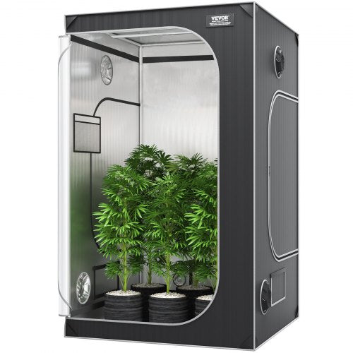 VEVOR 4x4 Grow Tent, 122 x 122 x 203 cm, High Reflective 2000D Mylar Hydroponic Growing Tent with Observation Window, Tool Bag and Floor Tray for Indo