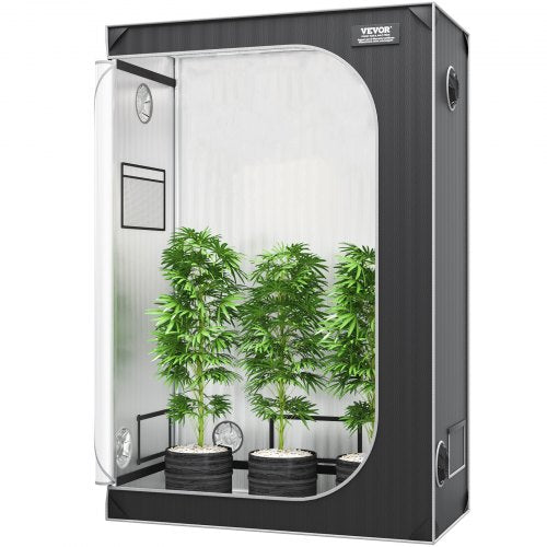 VEVOR 2x4 Grow Tent, 122 x 61 x 183 cm, High Reflective 2000D Mylar Hydroponic Growing Tent with Observation Window, Tool Bag and Floor Tray for Indoo