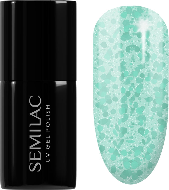 Semilac Lakier hybrydowy UV Crushed_ICE Gel Nail Polish z lampą UV-LED Kolor 495 Mint Glacier 7 ml
