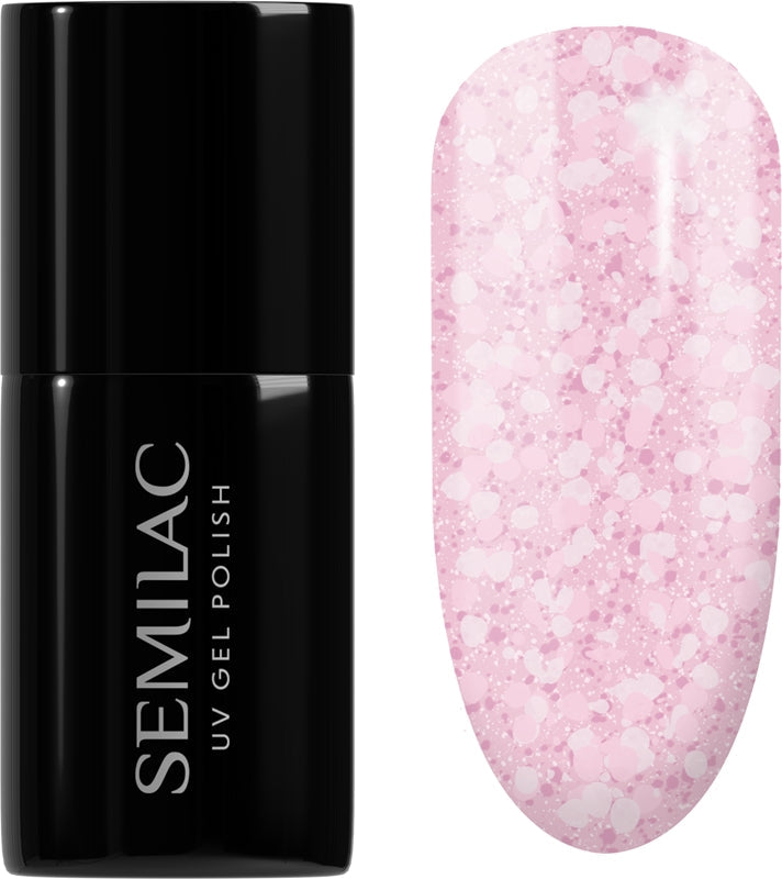 Semilac Lakier hybrydowy UV Crushed_ICE Gel Nail Polish z lampą UV-LED Kolor 491 Strawberry Ice 7 ml