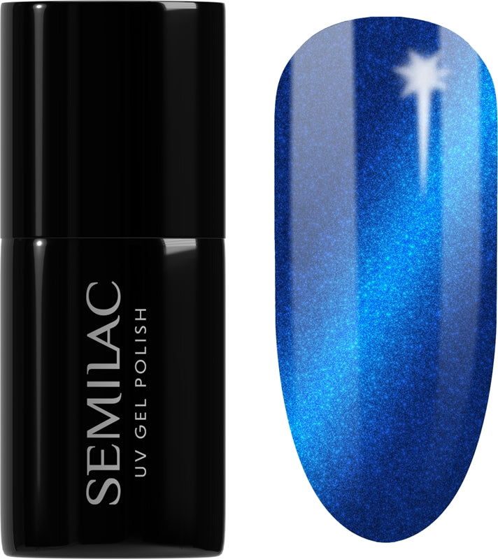 Semilac Lakier hybrydowy UV Silk Effect Gel Nail Polish z lampą UV-LED Color 466 Blue Silk Pyjamas 7 ml