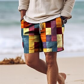 Homens Bermuda de Surf Shorts de Natação Calção Justo de Natação Com Cordão com forro de malha Cintura elástica Bloco de cor Colorido Secagem Rápida Curto Feri