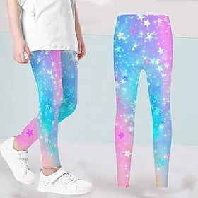Kids Girls' Pants Leggings Black Rainbow Graphic Fall Winter 3D Print Street 3-12 Years