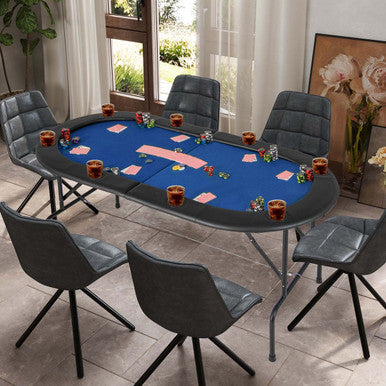 8-Player Poker Table with Cup Holders