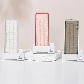 Caixa de armazenamento de almofadas de algodão de maquiagem transparente suporte de almofada de algodão automático acessórios do quarto do banheiro tipo impren