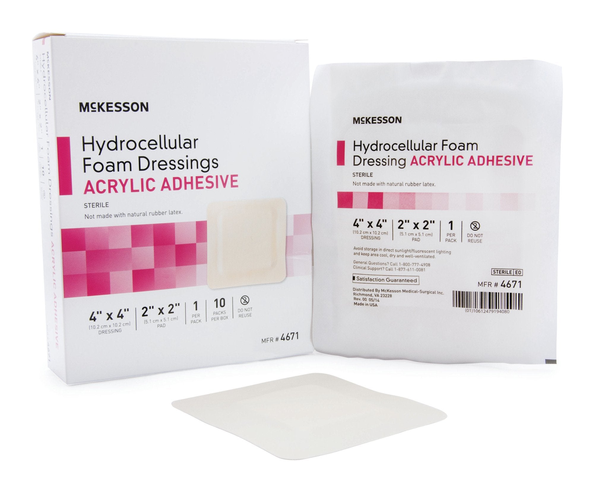 McKesson Hydrocellular Foam Dressing Adhesive, 4" x 4", 10 Each - Box