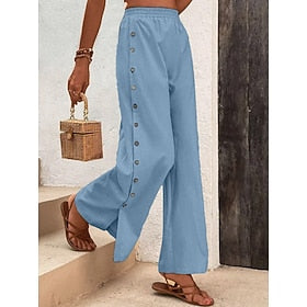 Femme short capri Coton et lin Pantalon de Yoga Fluide Longue Noir Printemps été