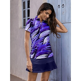 Women's Golf Polo Shirt Ocean Blue Short Sleeve Top Ladies Golf Attire Clothes Outfits Wear Apparel