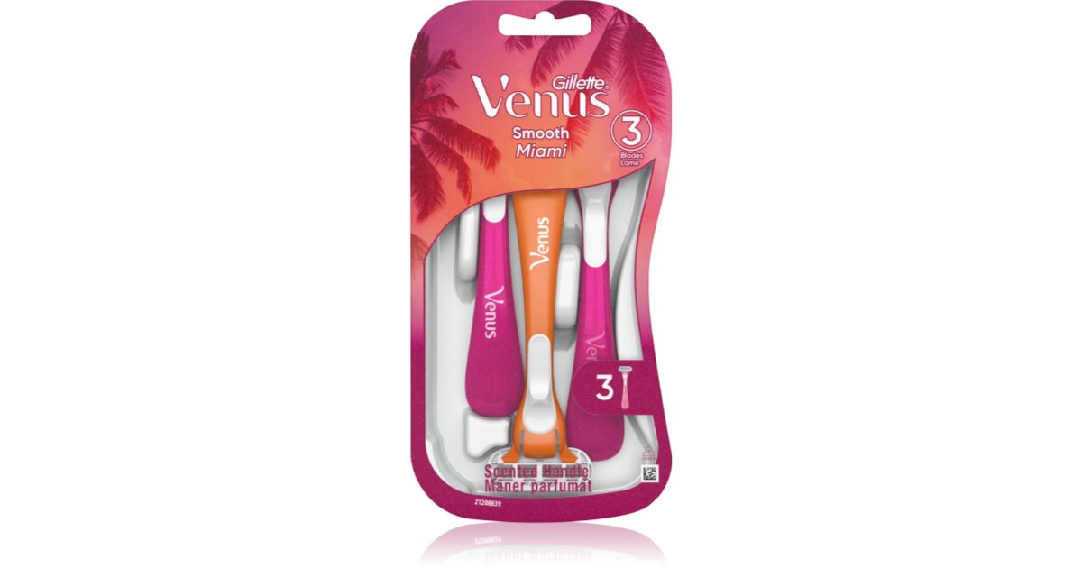 Gillette Venus Rasoirs jetables Smooth Miami pour femmes, lot de 3