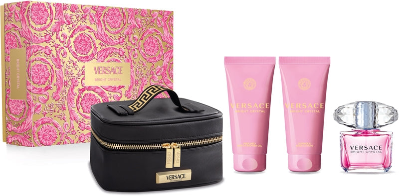 Versace Gift set with sparkling crystals EDT 90ml, body lotion 100ml, shower gel 100ml and cosmetic bag