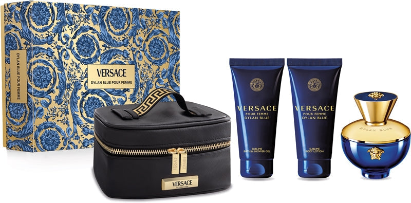 Versace Dylan Blue Women's Gift Set Edp 100 Ml, Body Lotion 100 Ml, Shower Gel 100 Ml And Cosmetic Bag