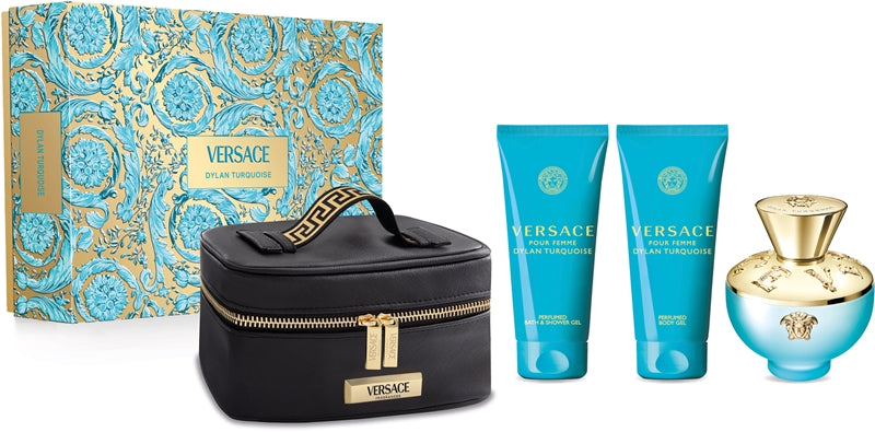 Versace Dylan Turquoise for women gift set EDT 100 ml, body lotion 100 ml, shower gel 100 ml and cosmetic bag