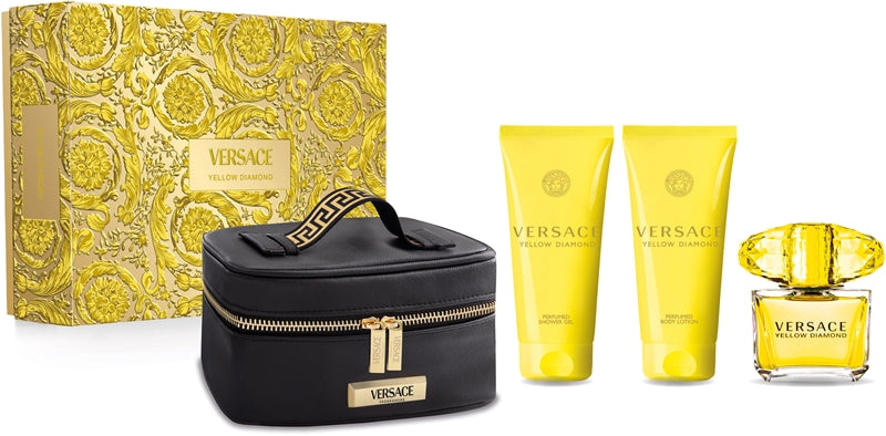 Versace Yellow Diamond Gift Set Edt 90 Ml, Body Lotion 100 Ml, Shower Gel 100 Ml And Cosmetic Bag