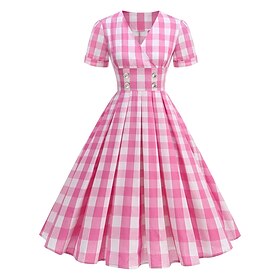 Retro Vintage 1950s Vintage Dress Dress A-Line Dress Swing Dress Flare Dress Women's Plaid Checkered Checkered Gingham Masquerade Event - Party Dress