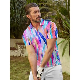Homens Camisa polo de caminhada Azul Manga Curta Blusas Roupas de golfe, roupas, roupas, roupas
