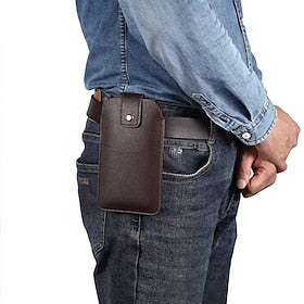 Coldre masculino para celular, cinto, bolsa de cintura, adereços, bolsa de couro pu, carteira de telefone, cinto vintage, bainha protetora de telefone móvel