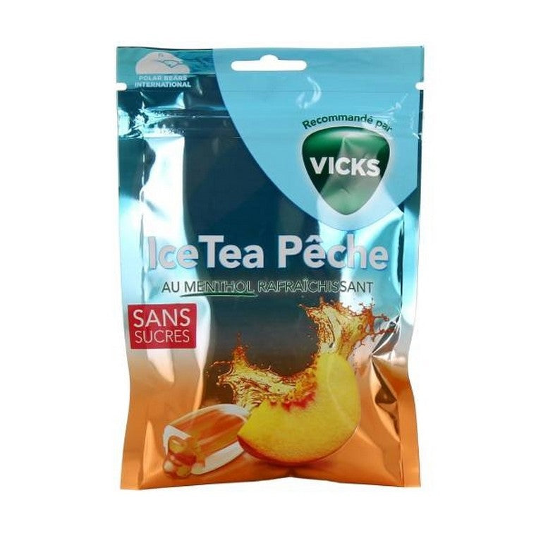 Vicks Candy Ice Tea Piersici Fara Zahăr 17 Bucăți