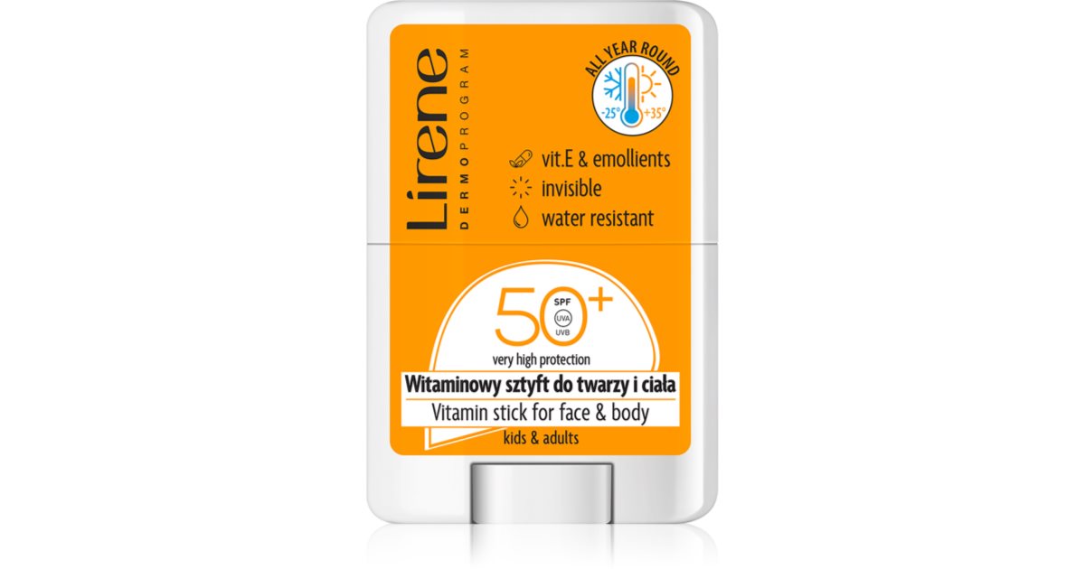 Lirene Vitamin Stick localized sun protection treatment for face and body SPF 50 15 g