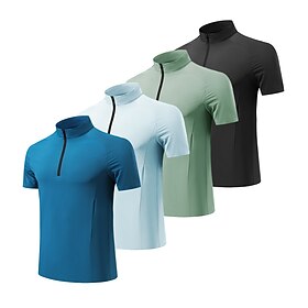Homens Camiseta Manga Curta Quarter Zip Camiseta Camiseta muscular Camisa de manga curta Ao ar livre Secagem Rápida Exercite-se Macio Redutor de Suor Poliéster