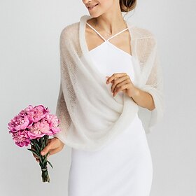 Shawls Women's Wrap Pure Elegant Sleeveless Knitwear Wedding Wraps With Pure Color For Party Spring  Summer
