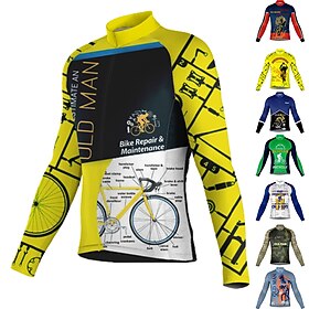 Men's Cycling Jersey Long Sleeve Bike Jersey Top with 3 Rear Pockets Mountain Bike MTB Road Bike Cycling Breathable Quick Dry Moisture Wicking Reflective Strip