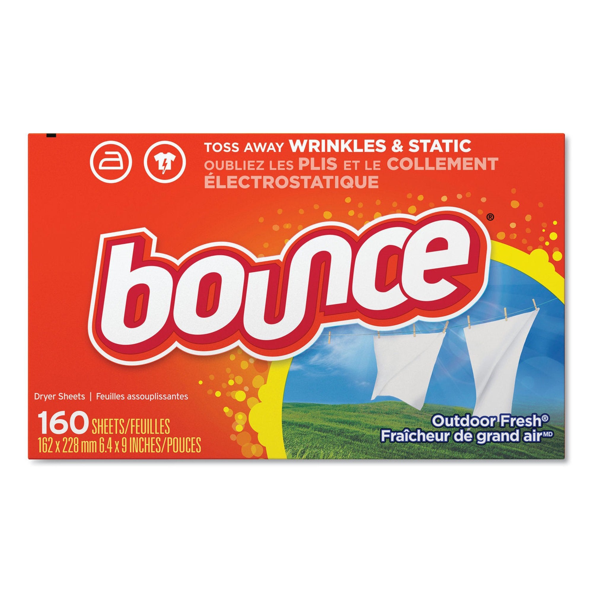 Bounce Outdoor Fresh Fabric Softner Dryer Sheets, Case of 6