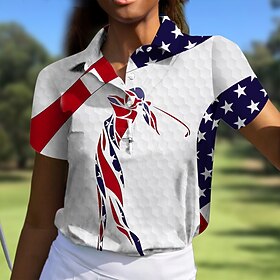 Women's Golf Polo Shirt Dark Blue Short Sleeve Sun Protection Top Ladies Golf Attire Clothes Outfits Wear Apparel