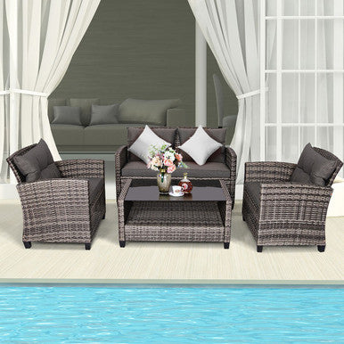 Rattan Patio Furniture Set (4-Piece Set)