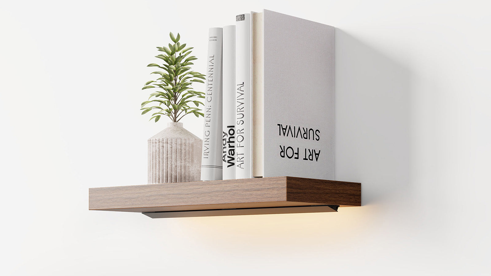 EUREKA ERGONOMIC Floating Wall Shelves with Lighting Walnut - 17 inch - 4pcs